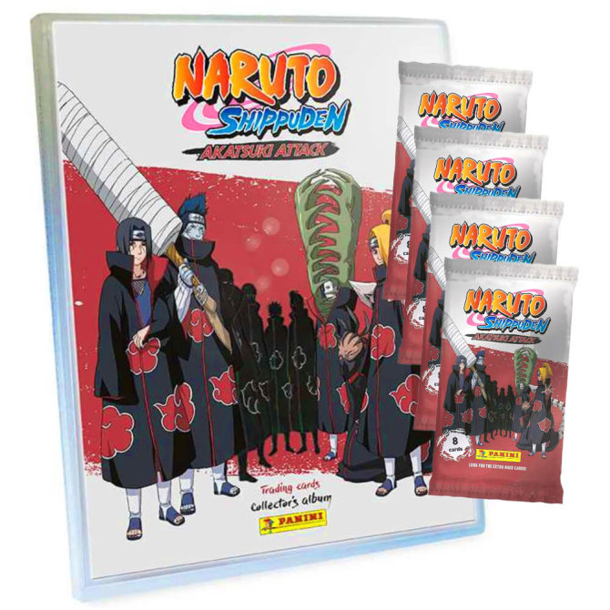 Naruto Shippuden Karten - Akatsuki Attack Trading Cards (2024) - Sammelkarten - 1 Mappe + 4 Booster