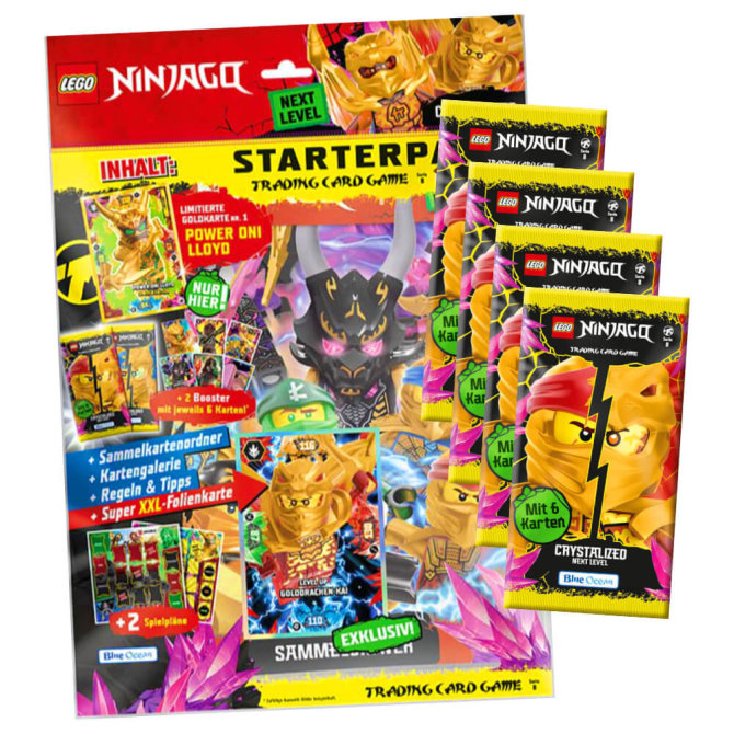Lego Ninjago Karten Trading Cards Serie 8 Next Level - CRYSTALIZED (2023) - 1 Starter + 4 Booster Sammelkarten