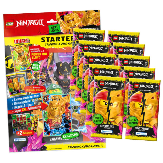 Lego Ninjago Karten Trading Cards Serie 8 Next Level - CRYSTALIZED (2023) - 1 Starter + 10 Booster Sammelkarten