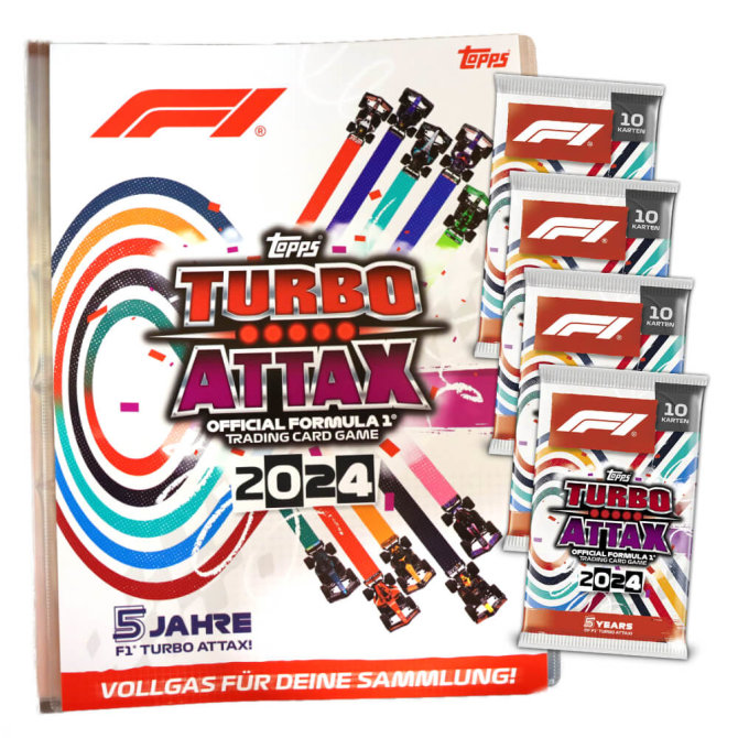 Topps Turbo Attax Karten Formula 1 - 2024 - 1 Mappe + 4 Booster Sammelkarten