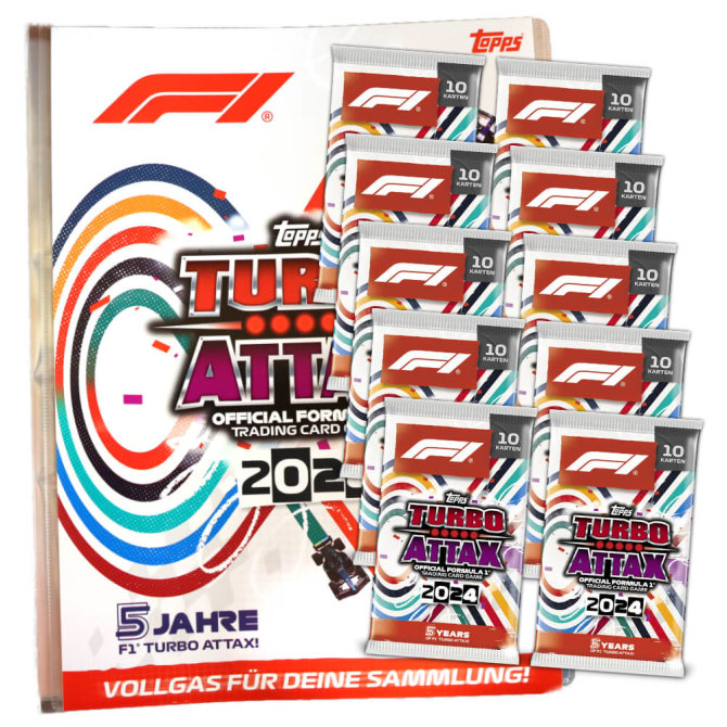 Topps Turbo Attax Karten Formula 1 - 2024 - 1 Mappe + 10 Booster Sammelkarten