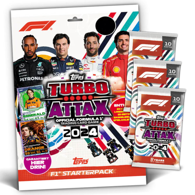 Topps Turbo Attax Karten Formula 1 - 2024 - 1 Starter + 3 Booster Sammelkarten