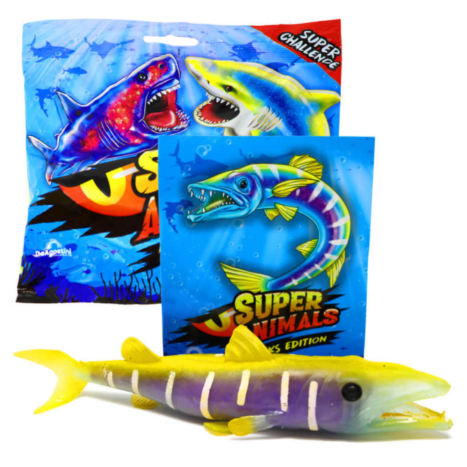 DeAgostini Super Animals - Sharks Edition - Sammelfigur Hai - Figur 10. Gelbschwanzbarrakuda (Leuchtet - Stretchy)
