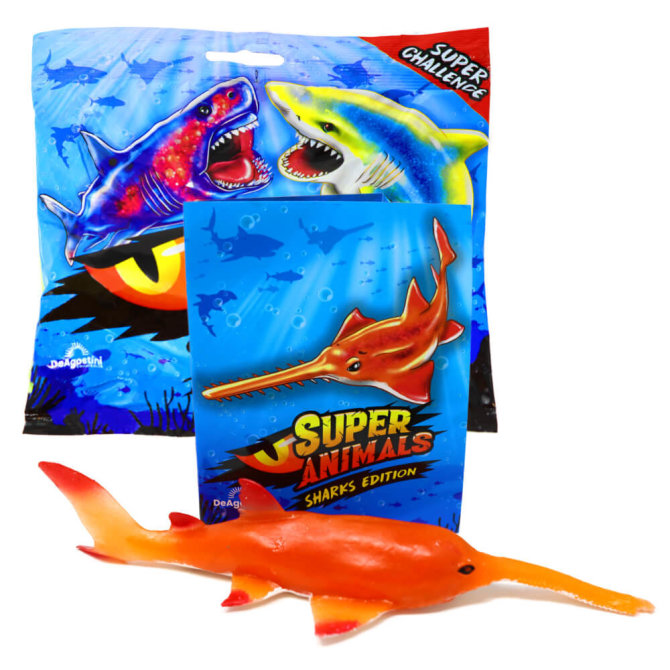 DeAgostini Super Animals - Sharks Edition - Sammelfigur Hai - Figur 15. Schmalzahn-Sägerochen (Stretchy)