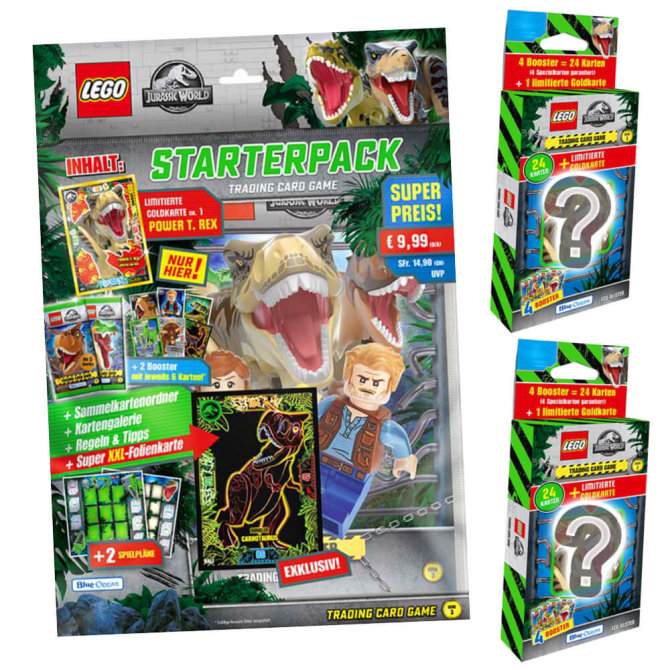 Lego Jurassic World 3 Karten - Sammelkarten Trading Cards (2023) - 1 Starter + 2 Blister Sammelkarten