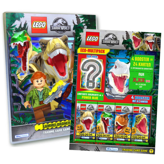 Lego Jurassic World 3 Karten - Sammelkarten Trading Cards (2023) - 1 Mappe + 1 Multipack Sammelkarten