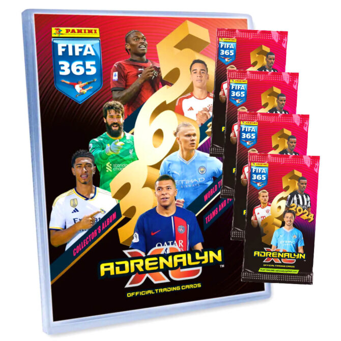 Panini Fifa 365 Karten 2024 - Trading Cards - 1 Sammelmappe + 4 Booster Sammelkarten