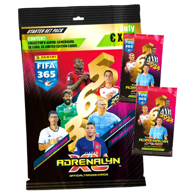 Panini Fifa 365 Karten 2024 - Trading Cards - 1 Starter + 2 Booster Sammelkarten