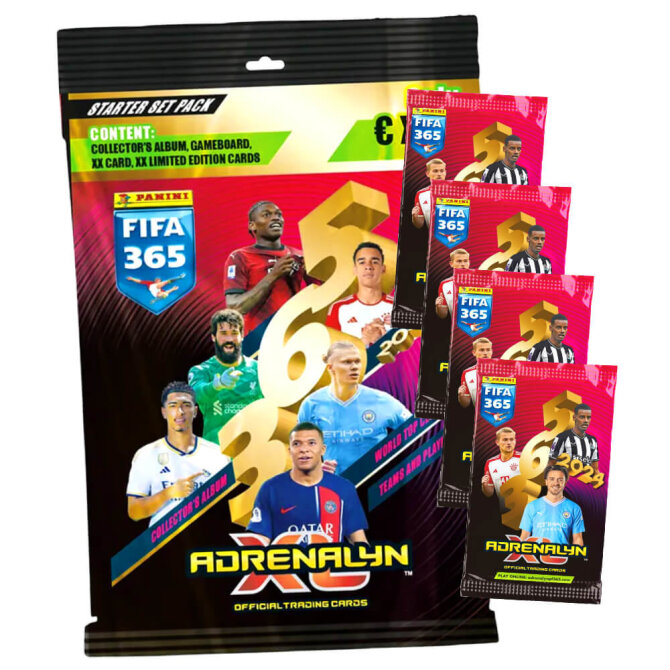 Panini Fifa 365 Karten 2024 - Trading Cards - 1 Starter + 4 Booster Sammelkarten