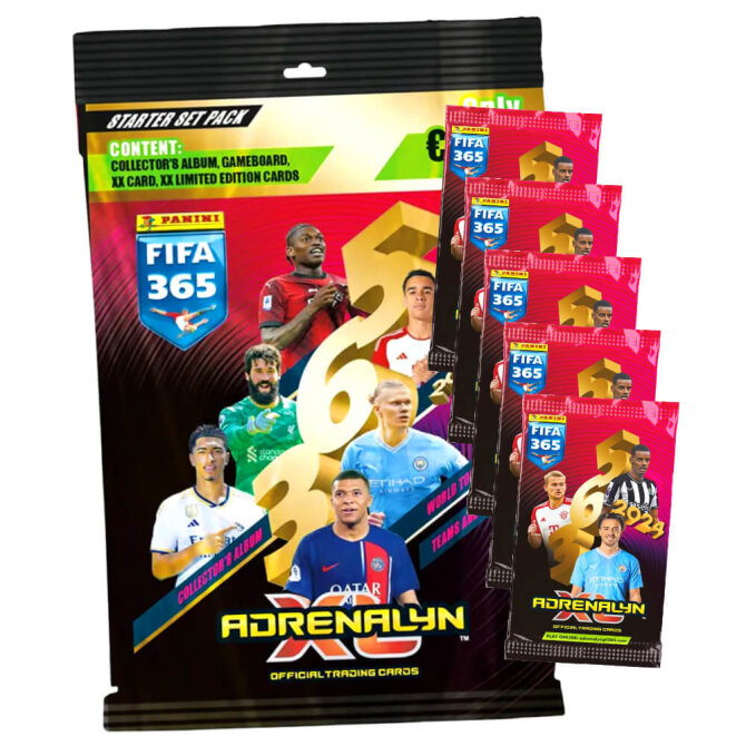 Panini Fifa 365 Karten 2024 - Trading Cards - 1 Starter + 5 Booster Sammelkarten