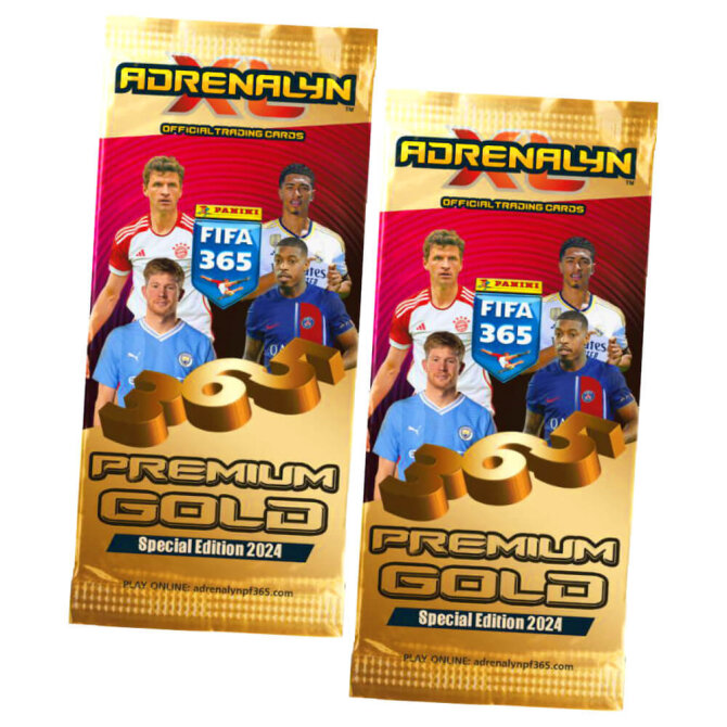 Panini Fifa 365 Karten 2024 - Trading Cards - 2 Premium Gold Pack Sammelkarten