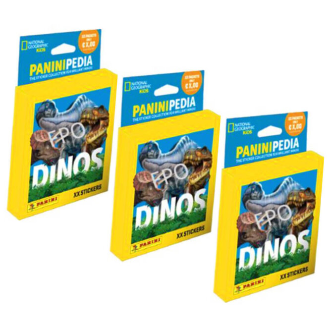 PaniniPedia Dinos Sticker - Dinosaurier Sammelsticker (2023) - 3 Blister