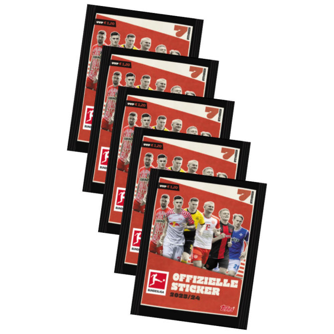 Topps Bundesliga Sticker 2024 - Fußball Sammelsticker - 5 Tüten