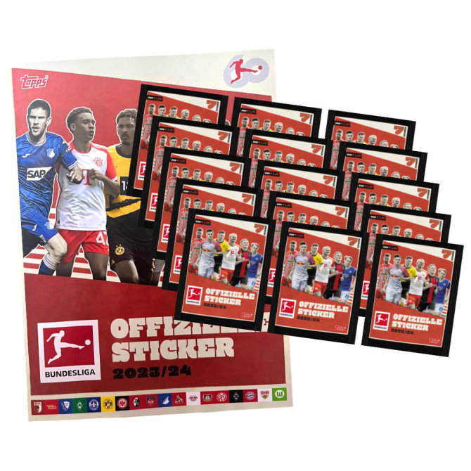 Topps Bundesliga Sticker 2024 - Fußball Sammelsticker - 1 Album + 15 Tüten