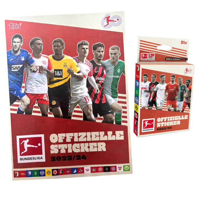 Topps Bundesliga Sticker 2024 - Fußball Sammelsticker - 1 Album + 1 Blister