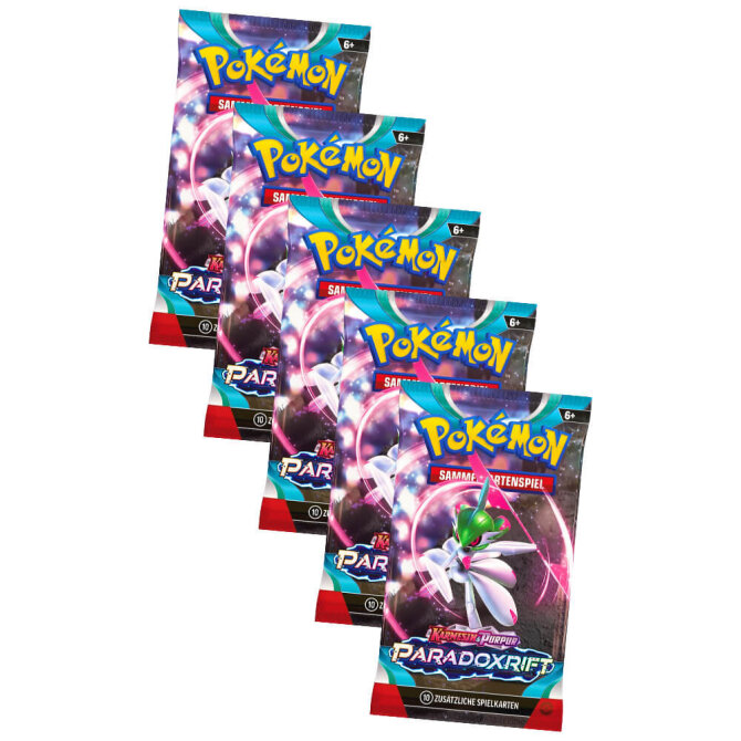 Pokemon Karten Karmesin & Purpur - Paradox Rift - 5 Booster Sammelkarten