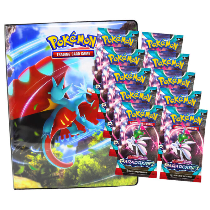 Pokemon Karten Karmesin & Purpur - Paradox Rift - 1 Mappe + 10 Booster Sammelkarten
