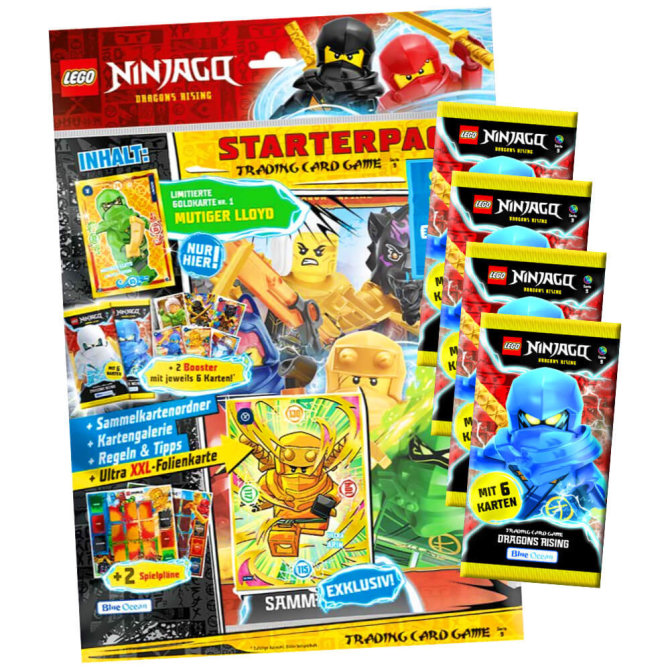 Lego Ninjago Karten Trading Cards Serie 9 - DRAGONS RISING (2024) - 1 Starter + 4 Booster Sammelkarten