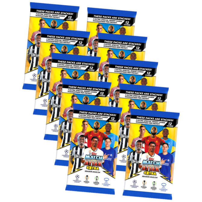 Topps Match Attax Karten Champions League Extra 2023-2024 - 10 Booster Sammelkarten