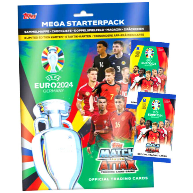 Topps UEFA EURO 2024 Germany Match Attax Karten - EM Sammelkarten - 1 Starter + 2 Booster