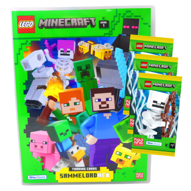 Lego Minecraft Karten Serie 1 - Sammelkarten Trading Cards (2024) - 1 Mappe + 3 Booster