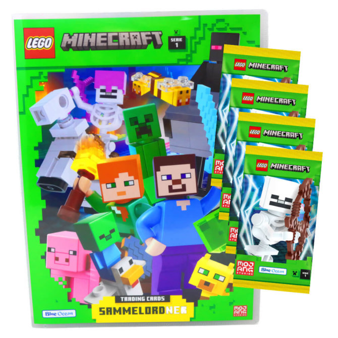 Lego Minecraft Karten Serie 1 - Sammelkarten Trading Cards (2024) - 1 Mappe + 4 Booster