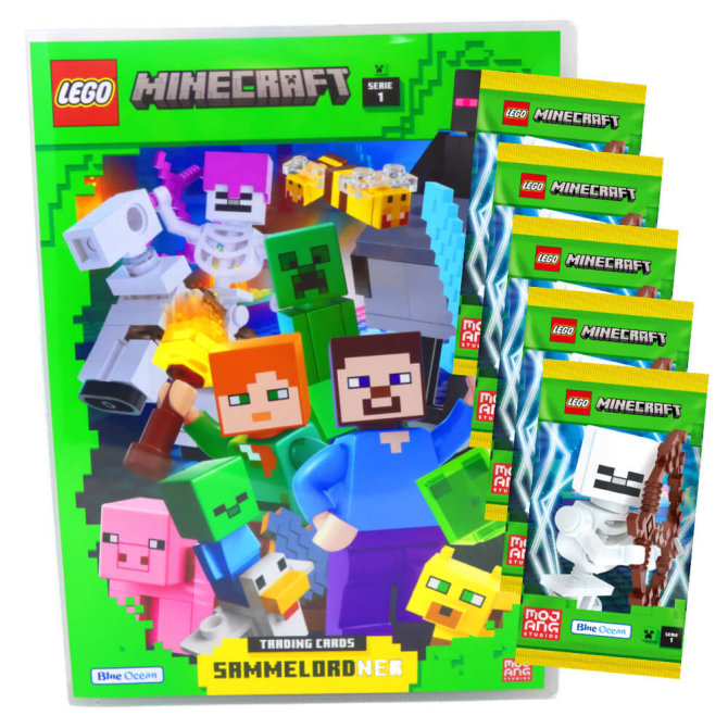 Lego Minecraft Karten Serie 1 - Sammelkarten Trading Cards (2024) - 1 Mappe + 5 Booster