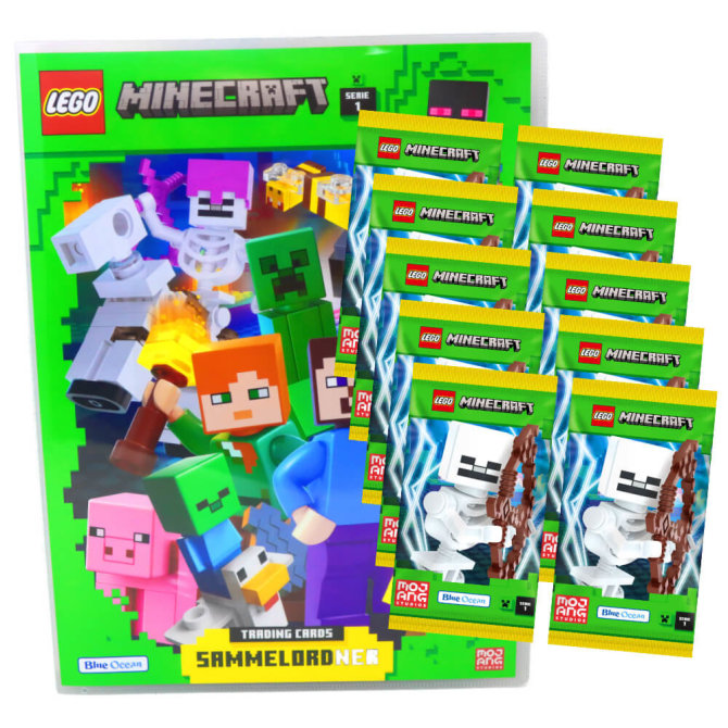 Lego Minecraft Karten Serie 1 - Sammelkarten Trading Cards (2024) - 1 Mappe + 10 Booster