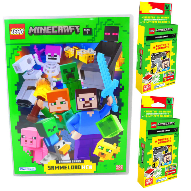 Lego Minecraft Karten Serie 1 - Sammelkarten Trading Cards (2024) - 1 Mappe + 2 Blister