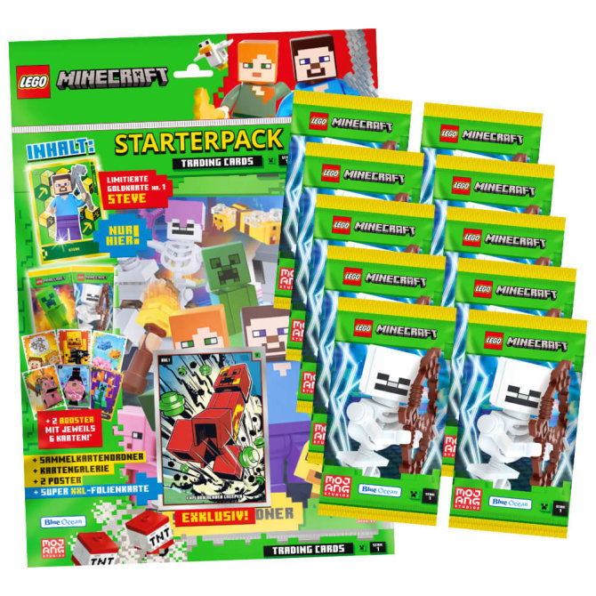 Lego Minecraft Karten Serie 1 - Sammelkarten Trading Cards (2024) - 1 Starter + 10 Booster