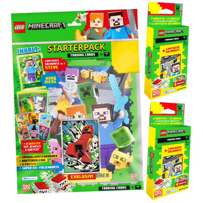 Lego Minecraft Karten Serie 1 - Sammelkarten Trading Cards (2024) - 1 Starter + 2 Blister