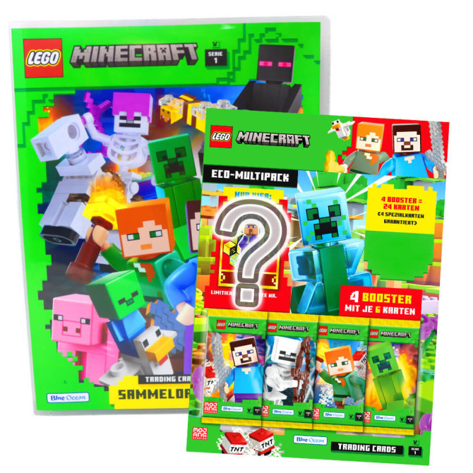 Lego Minecraft Karten Serie 1 - Sammelkarten Trading Cards (2024) - 1 Mappe + 1 Multipack
