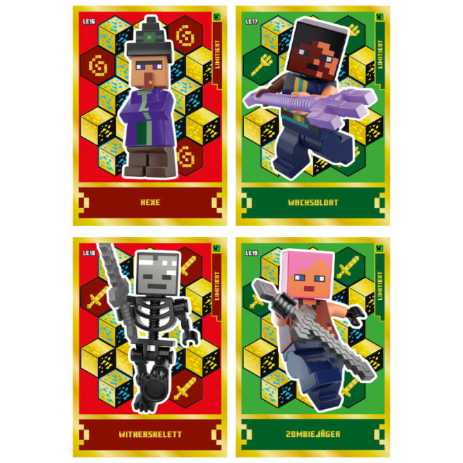 Lego Minecraft Karten Serie 1 - Sammelkarten Trading Cards (2024) - LE16 + LE17 + LE18 + LE19 Gold Karten