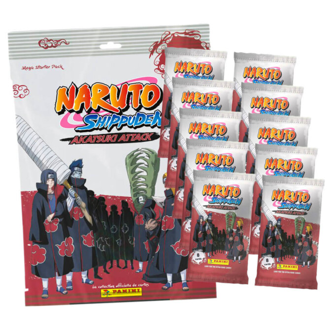 Naruto Shippuden Karten - Akatsuki Attack Trading Cards (2024) - Sammelkarten - 1 Starter + 10 Booster