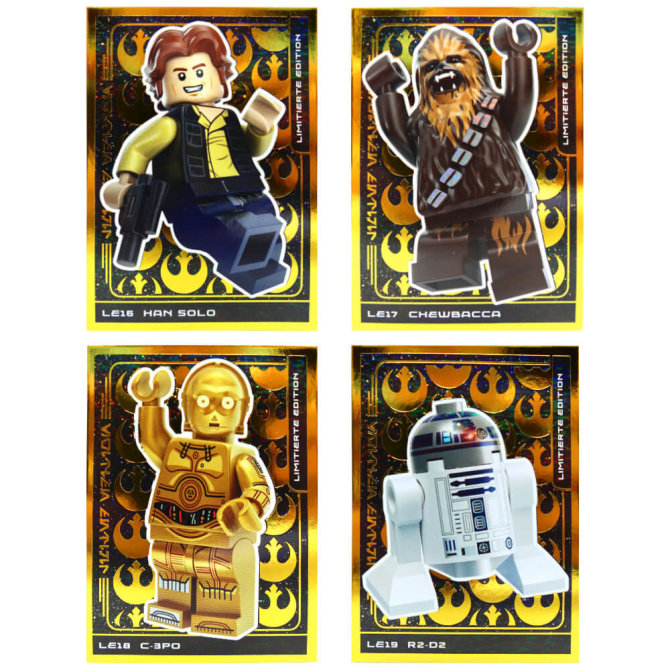 Lego Star Wars Karten Trading Cards Serie 5 - Jubiläum Sammelkarten (2024) - LE16 + LE17 + LE18 + LE19 Gold Karte