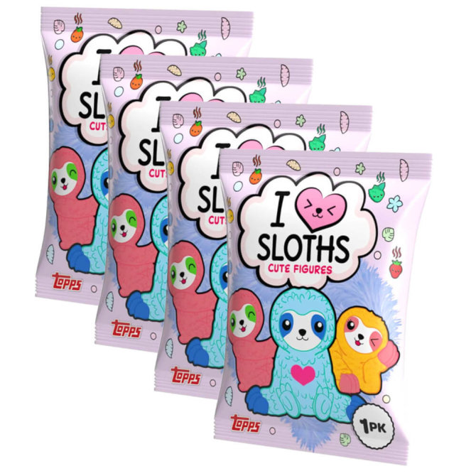 Topps - Faultiere - I Love Sloths - Sammelfiguren - 4 Tüten