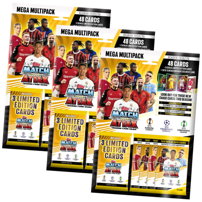 Topps Match Attax Karten Champions League 2024-2025 - 3 Multipack Sammelkarten