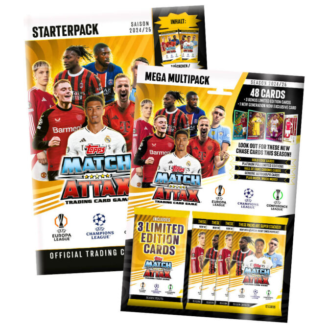 Topps Match Attax Karten Champions League 2024-2025 - 1 Starter + 1 Multipack Sammelkarten