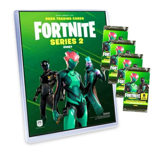 Panini Fortnite Karten Hobby Serie 2 (2020/2021) - Fortnite Trading Cards Sammelkarten - 1 Sammelmappe + 4 Booster