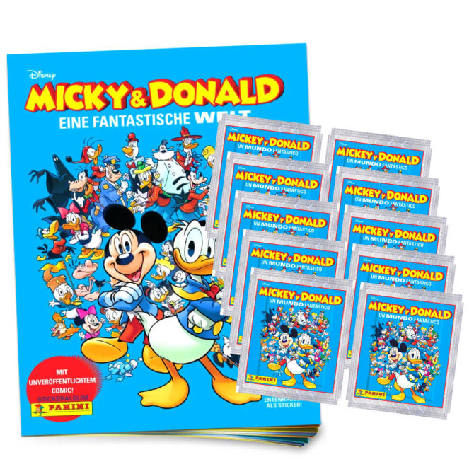Mickey & Donald Sticker - Fantastische Welt Sammelsticker (2025) - 1 Album + 10 Tüten
