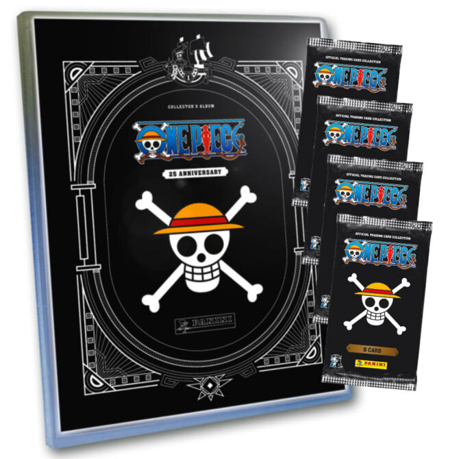 Panini One Piece Karten - Anniversary Sammelkarten (2025) - 1 Mappe + 4 Booster