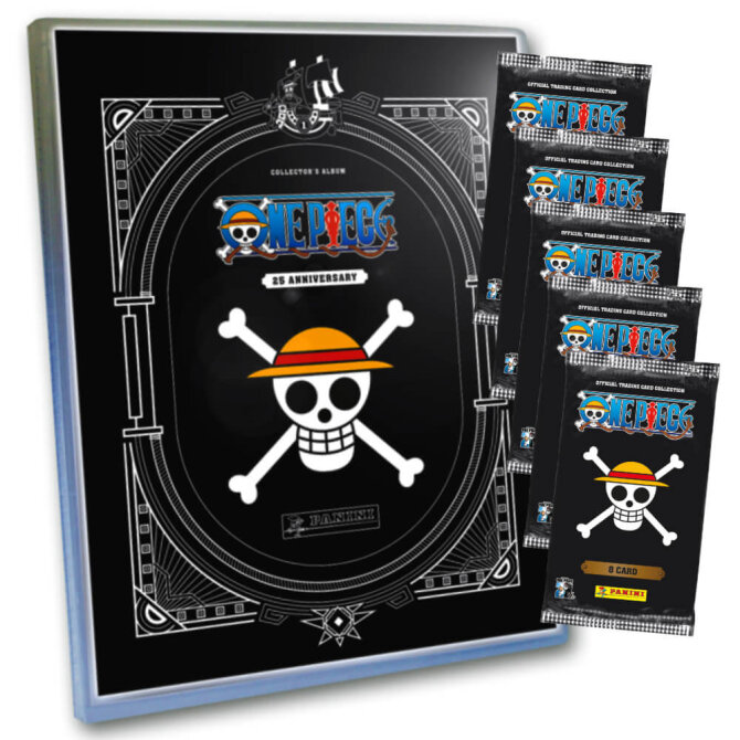 Panini One Piece Karten - Anniversary Sammelkarten (2025) - 1 Mappe + 5 Booster