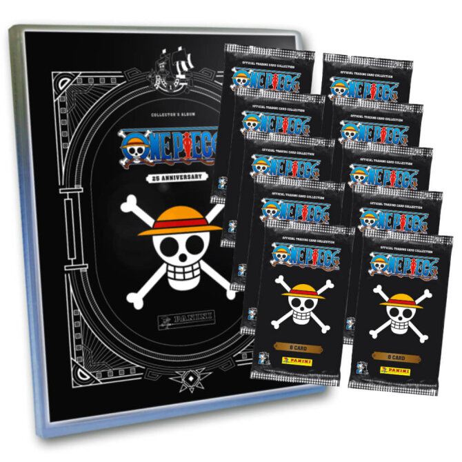 Panini One Piece Karten - Anniversary Sammelkarten (2025) - 1 Mappe + 10 Booster