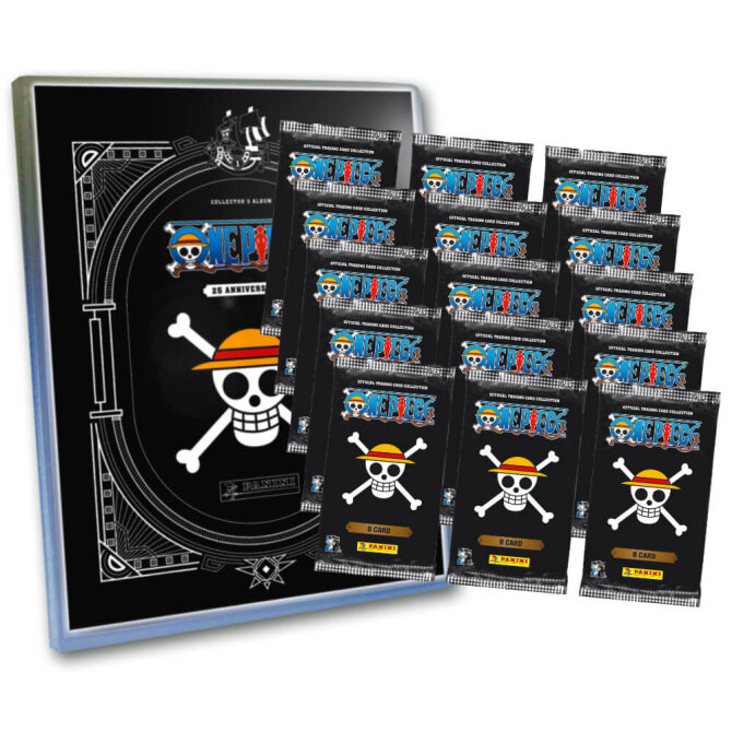 Panini One Piece Karten - Anniversary Sammelkarten (2025) - 1 Mappe + 15 Booster