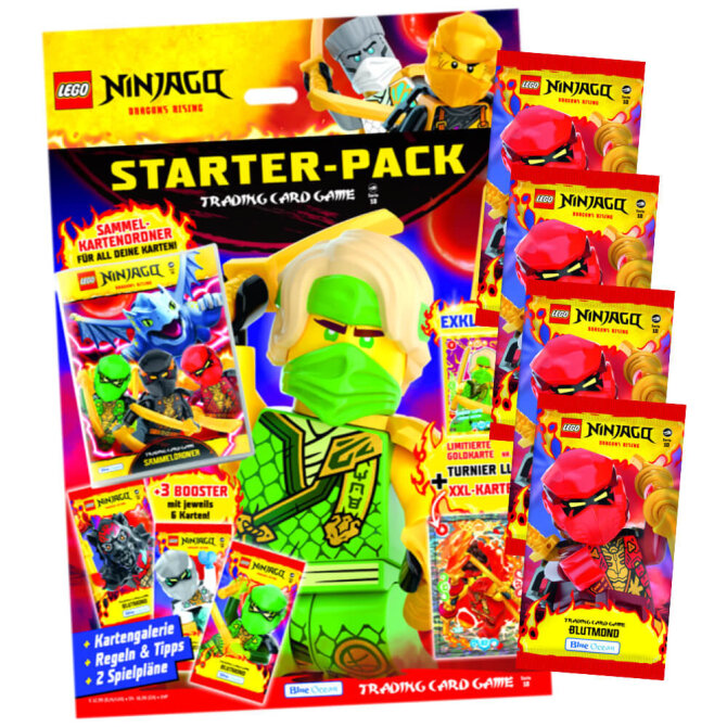 Ninjago Karten Trading Cards Serie 10 - BLUTMOND Sammelkarten (2025) - 1 Starter + 4 Booster