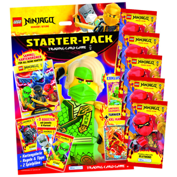 Ninjago Karten Trading Cards Serie 10 - BLUTMOND Sammelkarten (2025) - 1 Starter + 5 Booster