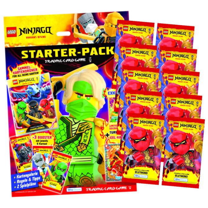 Ninjago Karten Trading Cards Serie 10 - BLUTMOND Sammelkarten (2025) - 1 Starter + 10 Booster