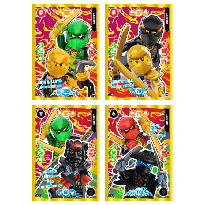 Lego Ninjago Karten Serie 10 - BLUTMOND Sammelkarten (2025) - LE29+LE30+LE31+LE32 Gold Karten