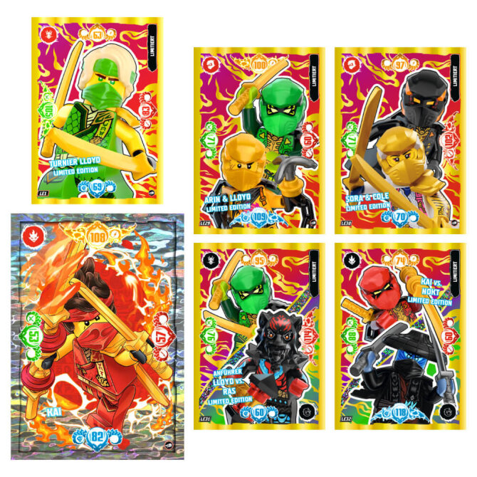 Lego Ninjago Karten Serie 10 - BLUTMOND Sammelkarten (2025) - LE1+XXL1+LE29+LE30+LE31+LE32 Gold Karten