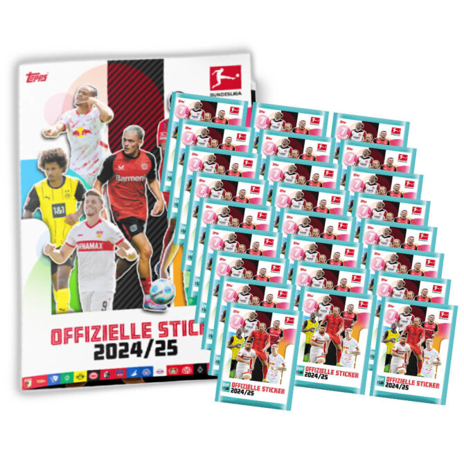 Topps Bundesliga Sticker 2025 - Fußball Sammelsticker - 1 Album + 25 Tüten